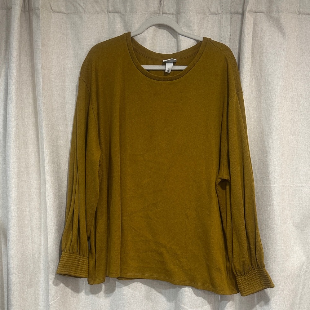 Ava & Viv Mustard Ribbed Knit Top